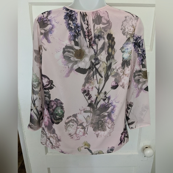 Ted BAKER BABY PINK KALIMA TORCHLIT FLORAL BLOUSE TOP SIZE 2 - Picture 6 of 17